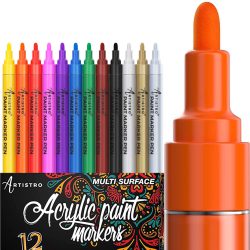 Kei Tof - ARTISTRO 12 Kleuren Acryl Verf Markers Medium Tip - kopie